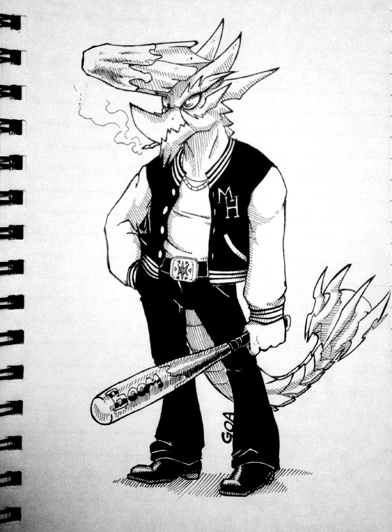 huntress-goa:  Aaaaand another InkTober-Drawing. Delinquent Brachy, up to no good