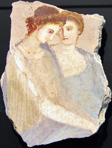Ancient Roman pastel wall fresco,1-75 A.D.