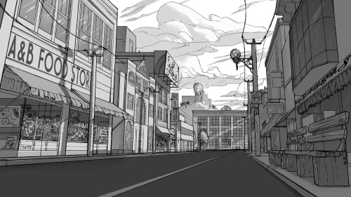 sketchypandagames: Concept sketch of a street of Aberford. A lot of the focus has been on the earlie