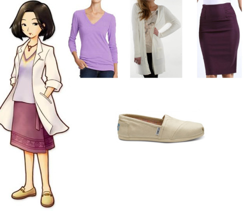 &ldquo;For Dr. Ayame&rsquo;s outfit you&rsquo;ll need a light purple v neck, a long white cardigan, 