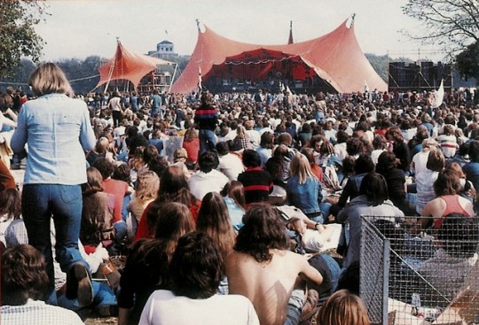 Hyde Park, central London, 18th September 1976. This is similar to the view I had of the stage, but I was a little bit more to...