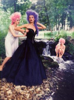 80s-90s-supermodels:  &ldquo;At This Time&rdquo;, Vogue Italia, September 1997Photographer : Ellen von UnwerthModels : Esther Cañadas, Michele Hicks &amp; Jan Dunning   