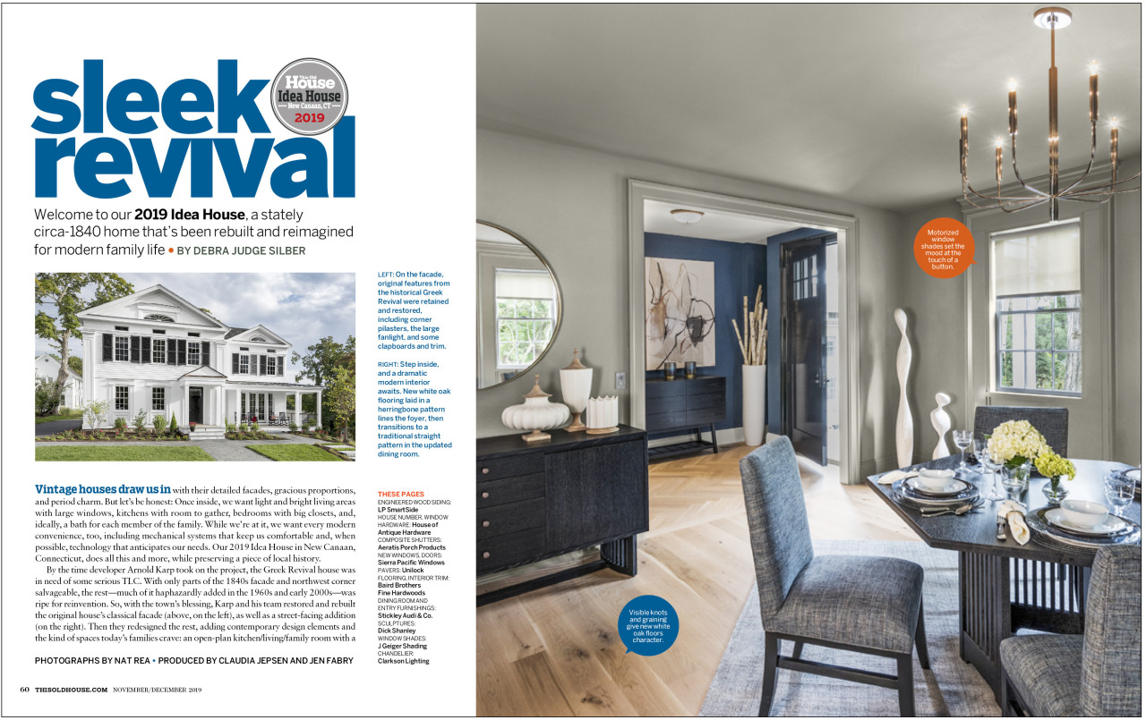 Sleek Revival! An inspiring look at the 2019 This Old House Idea House, in New Canaan, CT, from the new November/December issue of TOH magazine.
Photographs by Nat Rea.
More here.