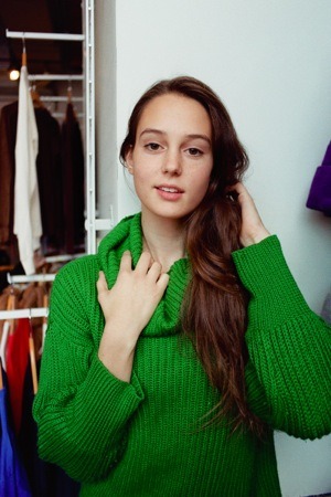 americanapparel:  Lea wearing the Unisex Oversized Fisherman Turtleneck Sweater. 