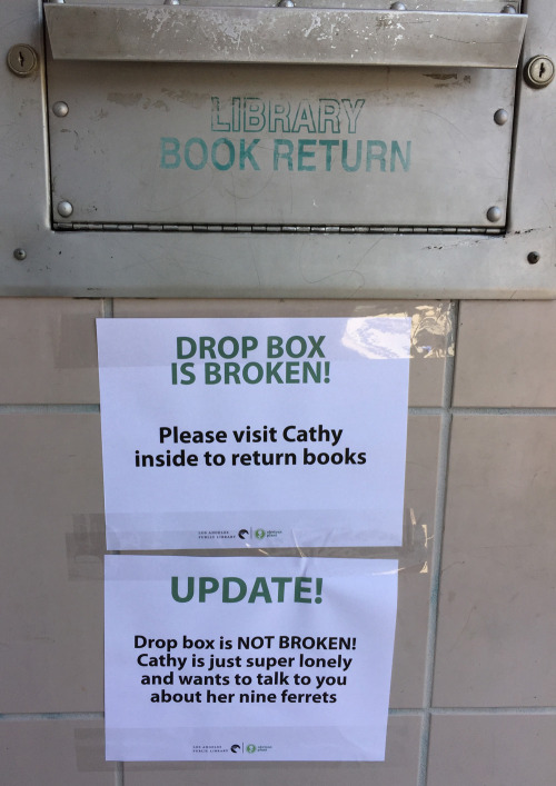 abjectadmirer:obviousplant:Bonus library drop box sign on InstagramHhhaaaahhhaaaaaaa! @wolseley37 an