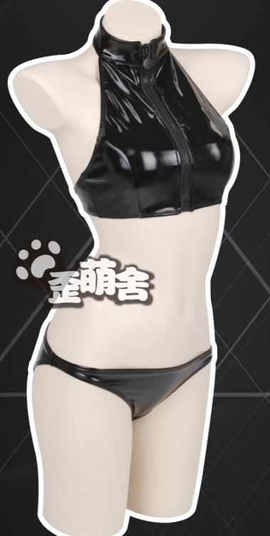 kvnai:  LEATHER ZIPPER CHEST HALTER BIKINI ♡Discount Code: “kvnai” + Free Shipping 