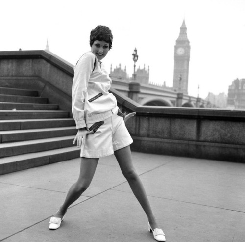 isabelcostasixties: A model wears The Mary Quant Zipper Outfit, here, by the Thames at Westminster, 