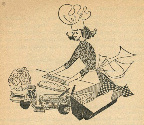 Illustration from The Co-ed Cookbook, Scholastic, 1967.Illustrator: Edward Garvey