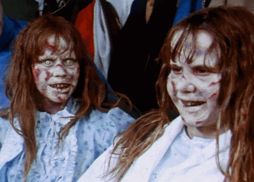 unexplained-events:Linda Blair with her animatronic double for The Exorcist. The