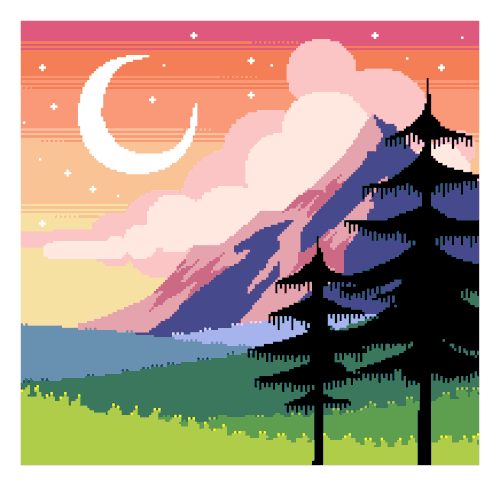 caecia: thought id try some pixel landscapes