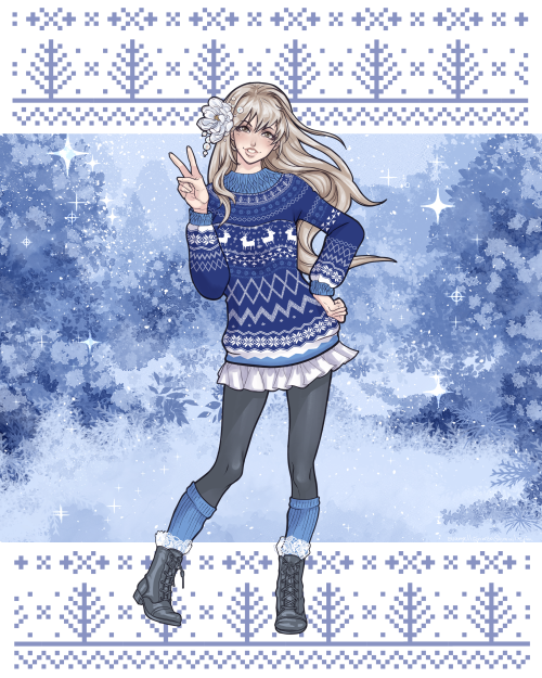 Happy Holidays! Commission for @blisschen of their lovely avatar! She does some pretty chill minecra