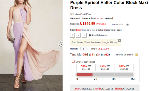 weirdlydancing:  Pre-sale time - save up to 50% on the newest fashion! :)Hurry and get your favourite items before anyone else - for an amazing prize! Purple Apricot Maxidress - ร.99 (instead of ื.98)Elephant Jumpsuit - พ.39 (instead of ว.98)White