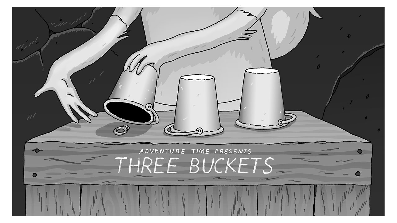 Three Buckets - title carddesigned by Steve Wolfhardpainted by Joy Angpremieres Friday,