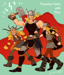 temariart:  Thorston twins from HTTYD with Thor :)