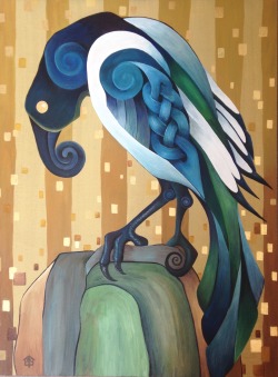 omegalith:  “Magpie” acrylic painting