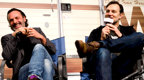 rickgrimespls:  Andrew Lincoln &amp; David Morrissey at Walker Stalker Con Atlanta