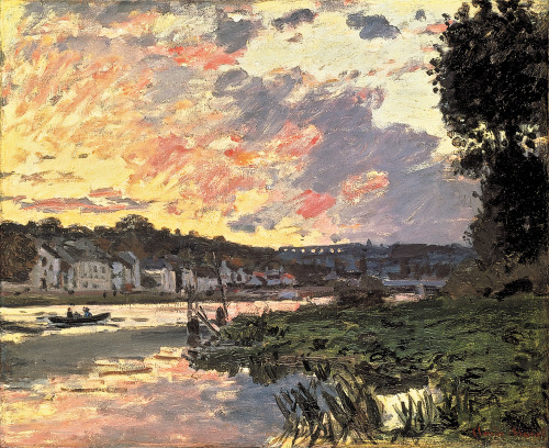 claudemonet-art:  Claude Monet - The Seine at Bougival in the Evening (1870)