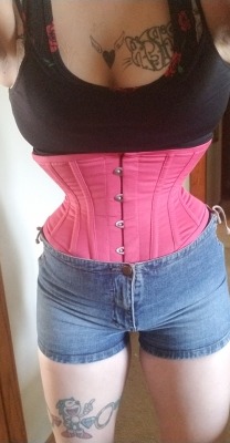 laceduptight:outfit of the day, in the lovely cs201 in Raspberry Pink by Orchard Corset 😍 So comfortable.  So easy to wear. Get yours 20% off with code AWOCVIP20 at OrchardCorset.com!!! Training started at 830am again this morning. 8.23 🎀💀🎀