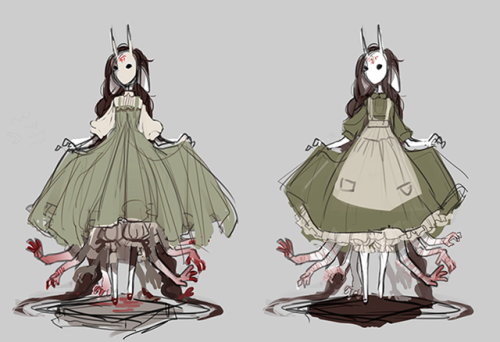 missusruin:Some of the ideation sketches/paintings for the ruinfolk dolls.