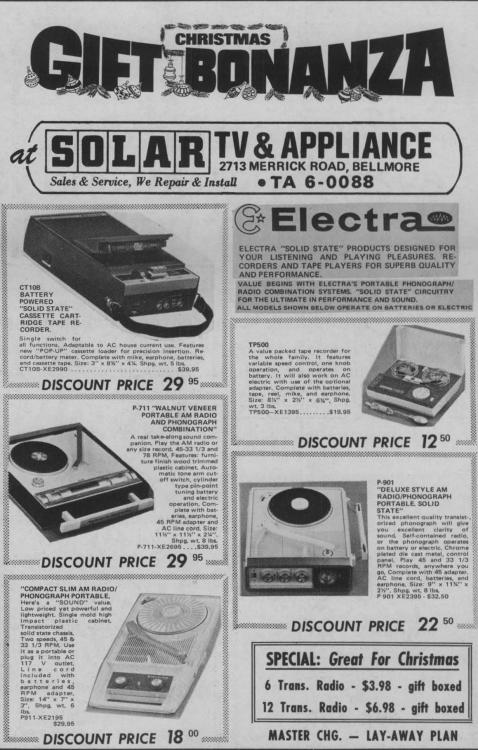 Christmas Gift Bonanza at Solar TV & Appliance in Bellmore, NY (December 3, 1969)