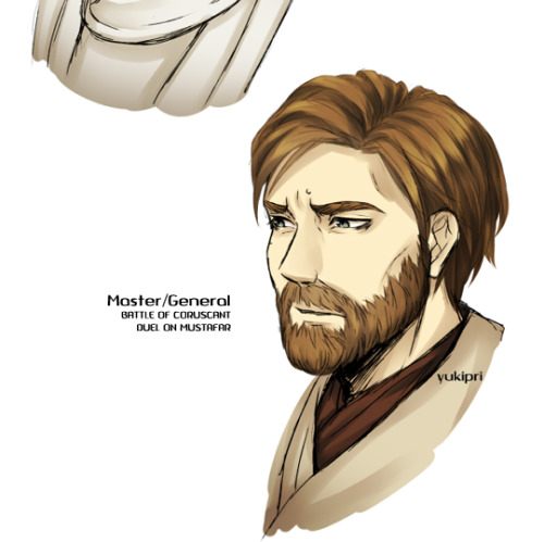 yukipri: Obi-Wan Kenobi, through the ages.Or practice doodling of the bae that turned a bit angstier