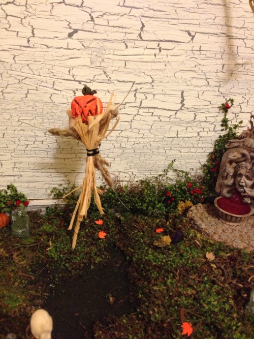 Scarecrow Jack is assembling himself in the graveyard. We can only presume a murder–of crows t