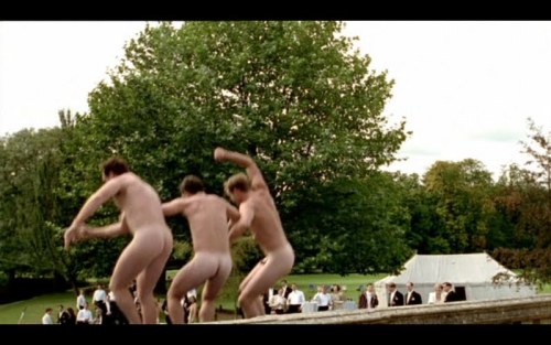 notdbd:  Cambridge Spies: Toby Stephens, Tom Hollander, and Rupert Penry-Jones strip naked and jump into the water. Years later, Kim Philby, Donald Maclean  and Guy Burgess would reveal much bigger things.  