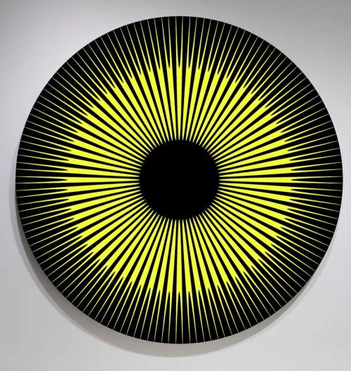 Yellow Dilated Totality by #JohnZoller Acrylic on Canvas 48 inch Diameter 2021 #artmarket #artdealer