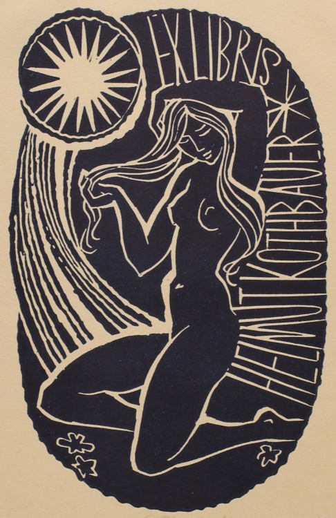 Ing. Helmut Kothbauer bookplate (1979). Artist: Ladislav Rusek.(Czech, 1927-2012).With the nicknam