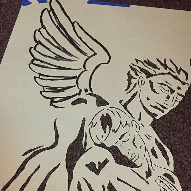 Guardian #wip #papermonster #streetart #stencil #stencilart #stencilgraffiti #graffiti #graffitiart #streetart #urbanart #angel #wings #savior