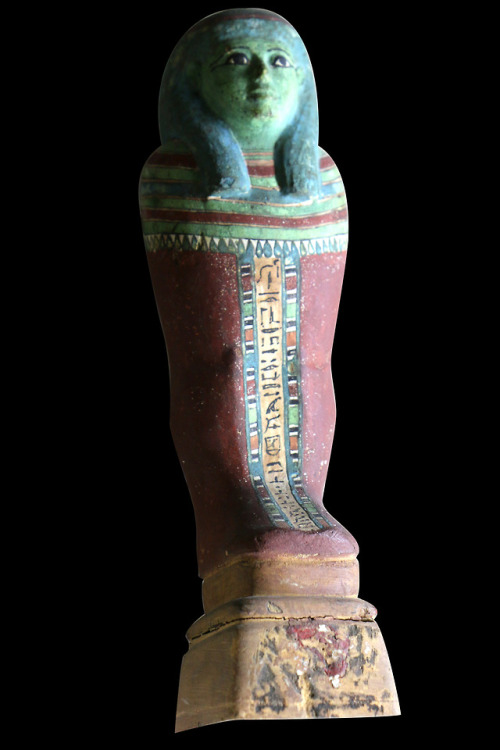 Ancient Egyptian statuette (stuccoed wood) of the composite deity Ptah-Sokar-Osiris.  Artist un