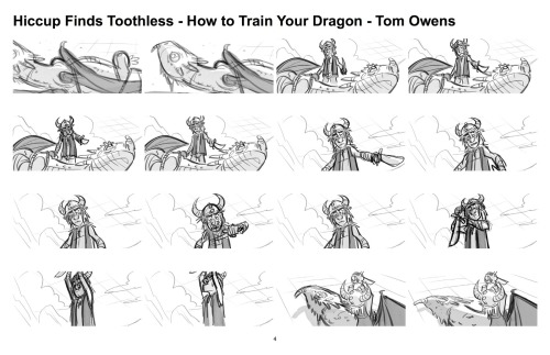 art-of-dreamworks-animations:Hiccup Finds Toothless [Storyboard]- How To Train Your DragonTom Owens