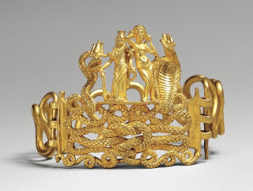 didoofcarthage:Gold bracelet with Agathodaimon, Isis-Tyche, Aphrodite, and TerenouthisEgyptian, Roma