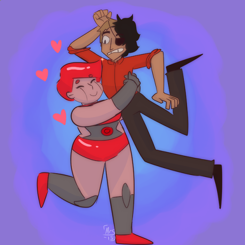 ninja-no-rose:tfw your robotic daughter loves hugs but her hair is SHARP