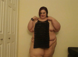 xutjja:  Fat In FishnetsIn this sexy clip I’ll wiggle into a fishnet dress that’s way too small for me.  The way it hugs my enormous body is such a turn on.  Watch as I dance and jiggle for your viewing pleasure.  List as I tell you about how fat