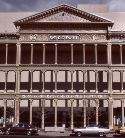 ZCMI- Zion’s Co-Operative Merchantile Institution, Salt Lake City, 1977.The cast iron store front wa