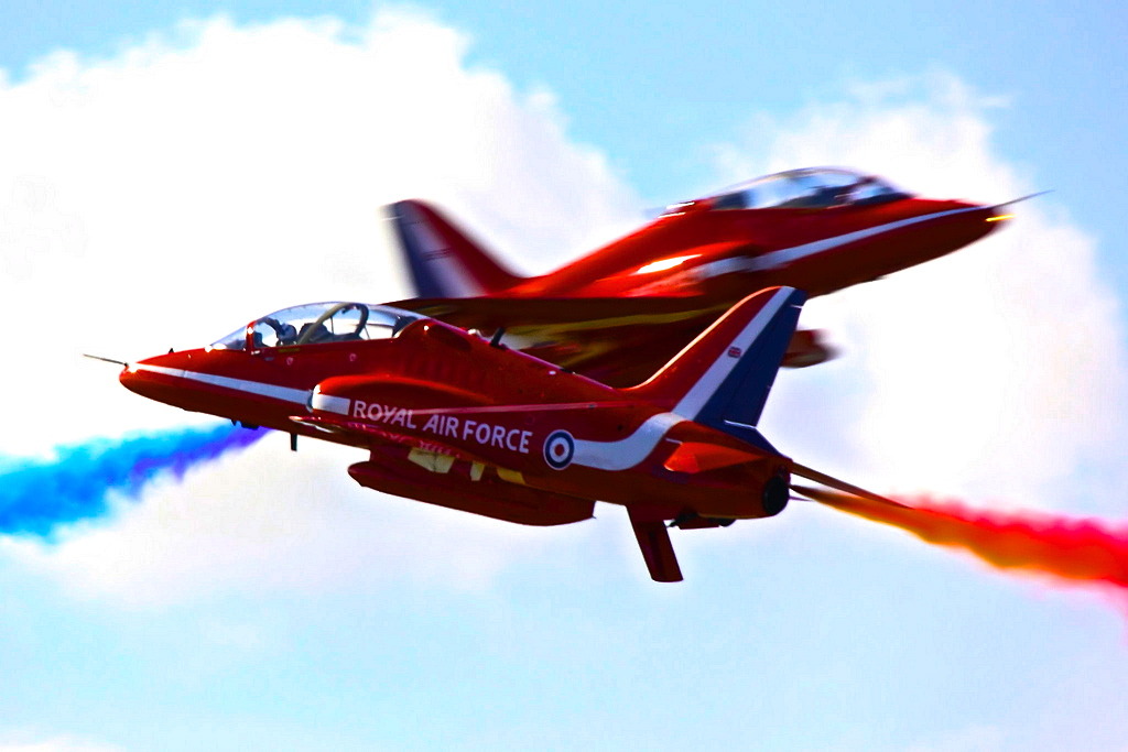 theworldairforce:  Life In Colour | Life In Motion The Red Arrows | Hawk T1A