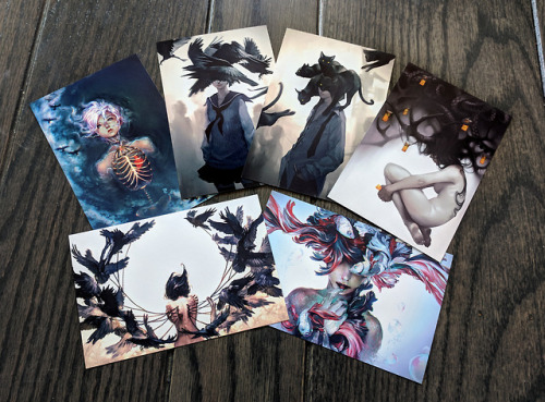 yuumei-art: I finally made postcards! :D There are 8 collections, each based on a theme such as stars, the oceans, cities in Asia, etc. Each collection has 6 images printed on 4x6 inch cardstock.  Between prints and wallscrolls, I always wanted to offer