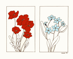 sleepishere: poppies and forget-me-nots,