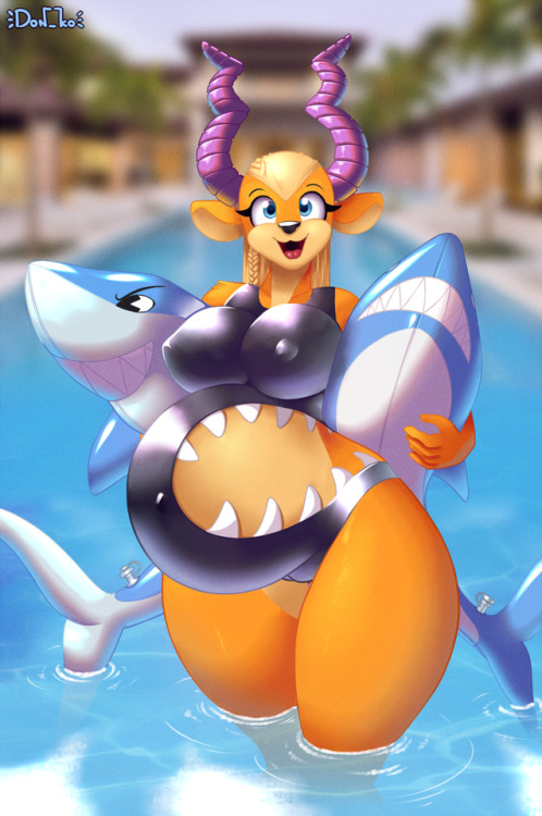 Pear is enjoying summer with pool toys =w=Preggy version included!  | ☆ Patreon  ☆  | Ask me anythin