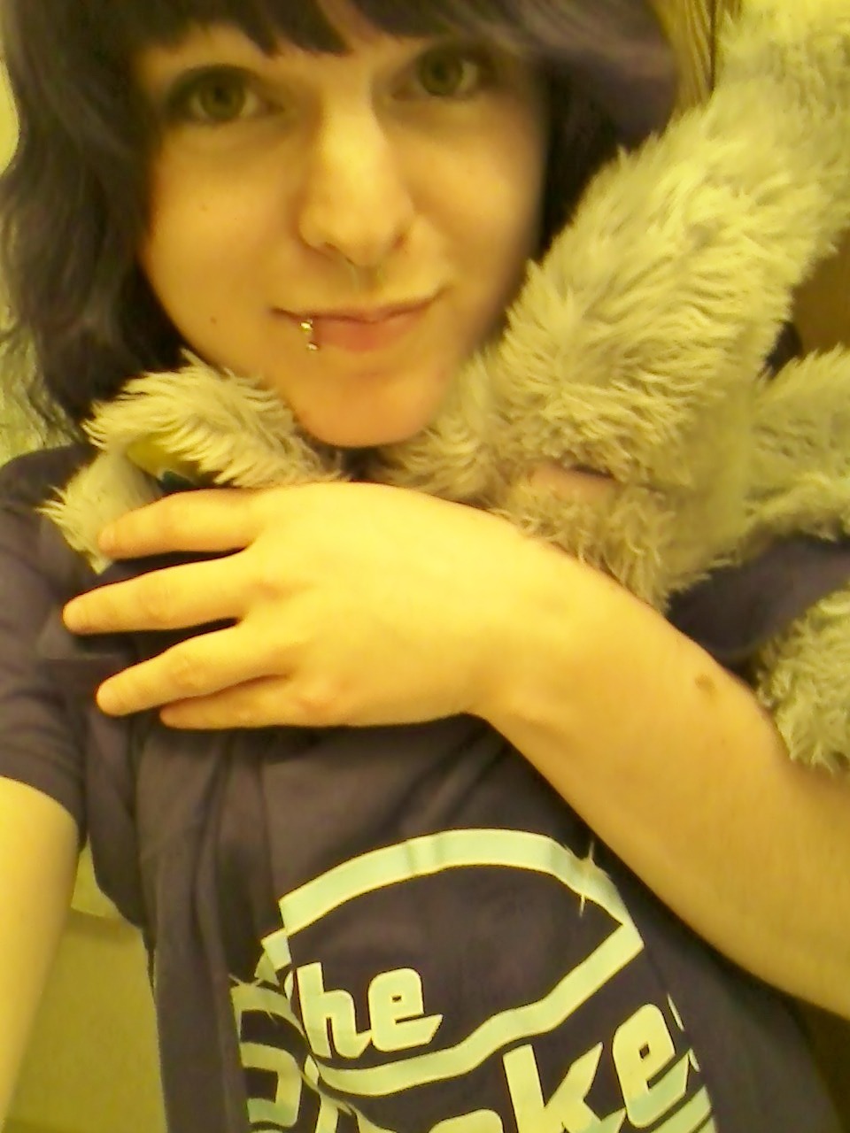 gf left a shirt here and it’s scratchy so rather than wear it to bed, i outfitted my elephant, edgar, with it (:
