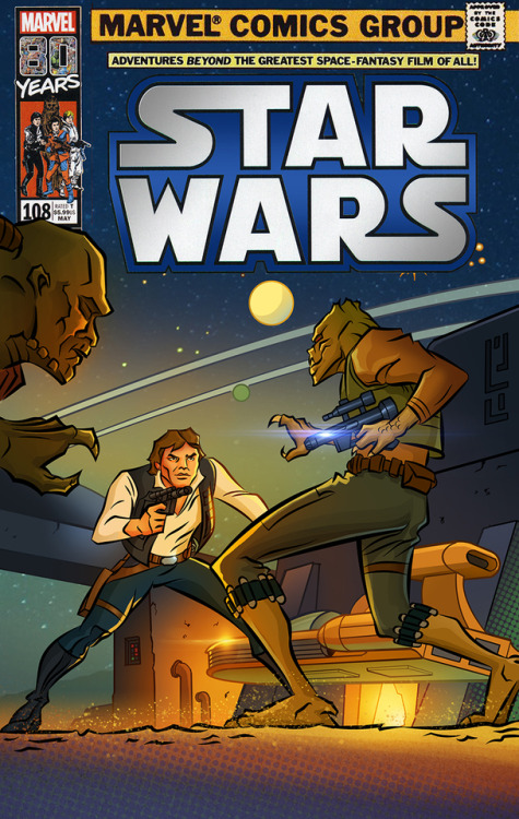 My Star Wars 108 (fake) cover art, Han confronting an unfriendly alien in Mos Eisley! Had some inspi