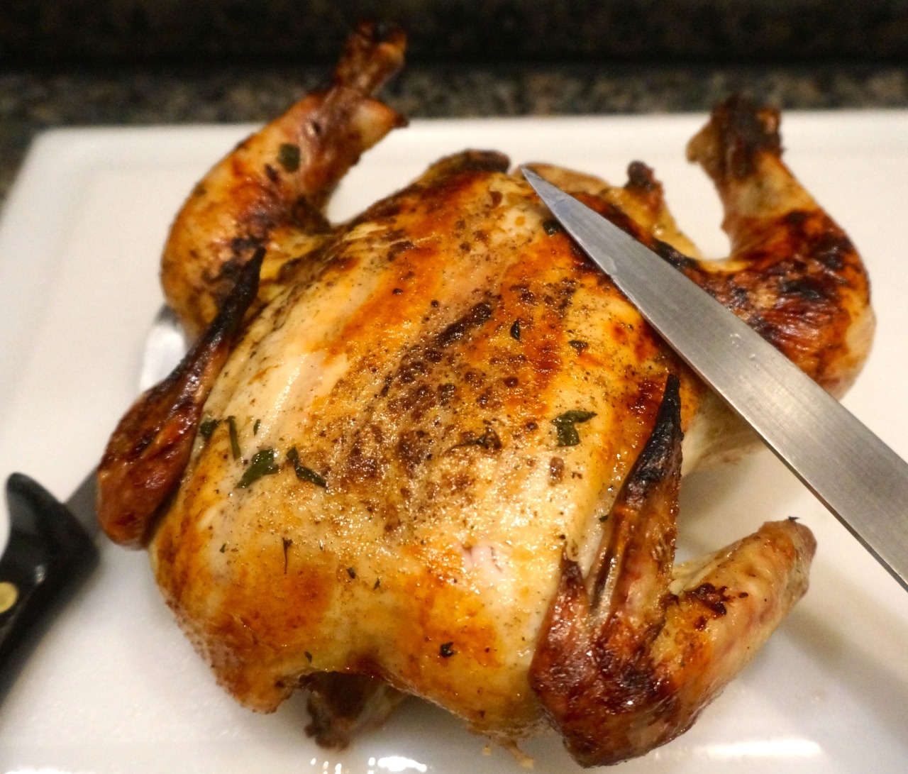 Some people think chicken is boring and unexciting, but I disagree, especially when it comes to a whole roasted chicken.
To me, a large roasted chicken coming out of the oven, crispy-skinned and glistening, fragrant with the aromas of a happy family...