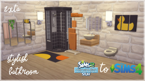  TS2 K&B to TS4: Stylish BathroomSalut à tous! The bathroom is done!BGC, 10 new objects.Textures