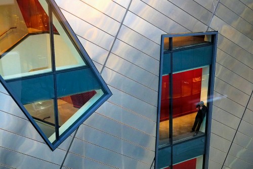 trefoiled:  External wall with angled windows, Bord Gáis Energy Theatre, Dublin. Architect: Daniel Libeskind. Photo: Philippe Reichert. 