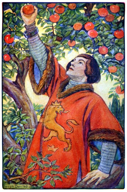 oldbookillustrations:He thrust his hand through the ring without difficulty and broke off an apple.H