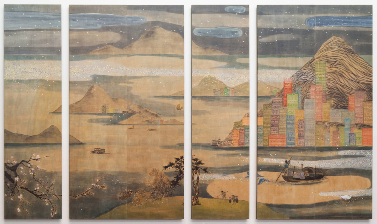 Centuries of Hong Kong, 2011 by Lam Tung Pang (b. 1978)
Acrylics, charcoal and pencil on plywood
282.3 × 167.3 × 2 in; 717 × 425 × 5 cm
“In art school one learns about the works created by the great masters. Life experiences do not seem to figure in...