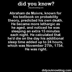 did-you-kno:Abraham de Moivre, known for