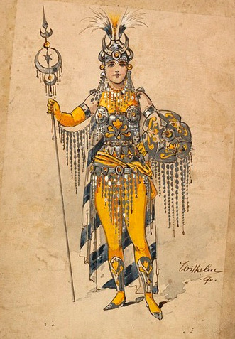victorianfanguide:  Costume designs by William Charles Pitcher (also known as Wilhelm) for a production of the pantomime Dick Whittington which was performed at the Crystal Palace on 24th December 1890. Pantomime was a hugely popular form of entertainment