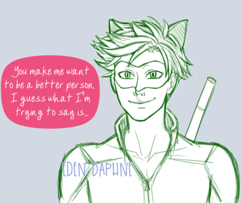 edendaphne: I cheated and combined days 11 (aged up Marinette) and day 14 (aged up Chat Noir) for Marichat May.  Chat is helping Marinette work up the courage to confess to her mystery crush.  ;3 I used @hchano‘s and @australet789‘s adult Chat designs